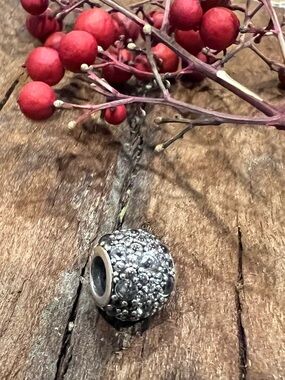 Authentic Pandora Charm Shimmering Droplets Ball Clear Zirconia Crystal Sterling